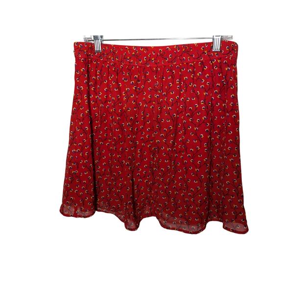 Old Navy Pleated Red Floral Mini Skirt Size Medium - Picture 2 of 6